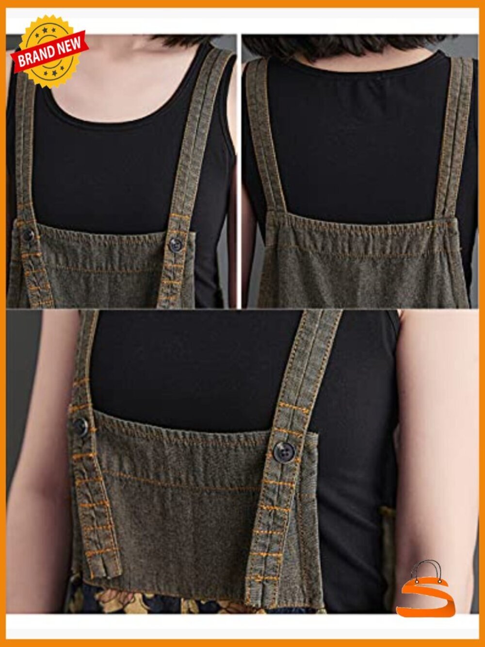 Womens Overalls Jumpsuits Floral Print Denim Baggy Wide Leg Pockets Low Crotch - Picture 3 of 6